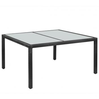 Table de patio noire 150x90x75 cm en poly rattan