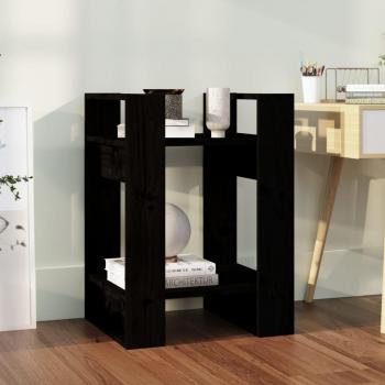 Librería/Partición Negra de Madera Maciza de Pino 41x35x57 cm