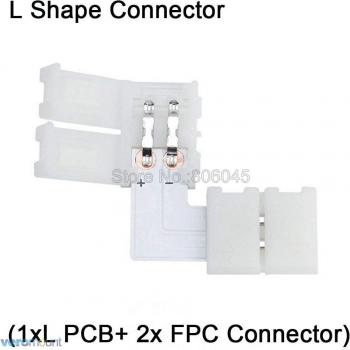 Conector LED ángulo recto 2 pines 8mm L T forma de X para tira de un solo color 5 uds