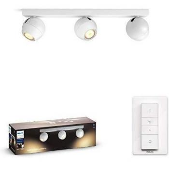 Philips Hue 3-flammige Spotleuchte Buckram mit Dimmschalter und App-Funktion