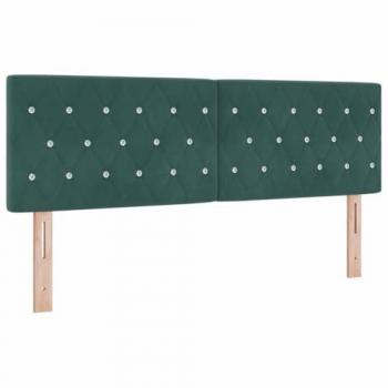 Cabecero de Cama con Botones de Cristal Verde Oscuro 140 cm