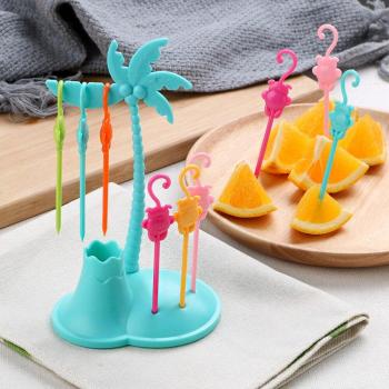 Party Fruit Fork Set with Coconut and Monkey