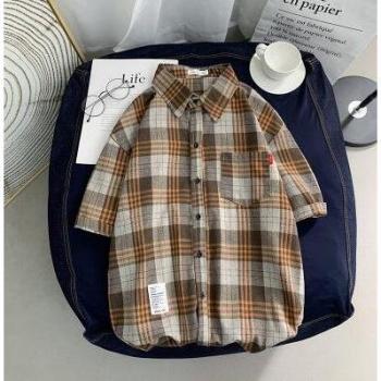 Estampado RUIHUO: Camisa Hombre Manga Corta a Cuadrados, Tallas M‑4XL, Vintage Verano 2022