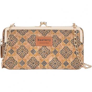 Baellerry Cork-Style Women's Long Multifunctional Phone & Messenger Bag, Includes Printed Wallet