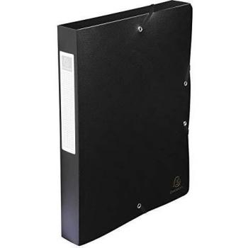 Exacompta A4 Box File 40mm Elasticated Polypropylene Black 8-Pack