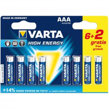 Pila alcalina Varta LR03 AAA Blister 6+2