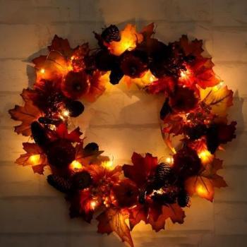 Autumn Harvest Wreath with Pumpkins