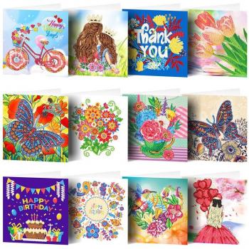 Tarjetas de Cumpleaños y Acción de Gracias en Mosaico Bordado, 12 unidades