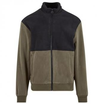 Felpa Colour Block Urban Classics Con Zip Fleece Nero / Oliva 3XL