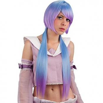 Parrucca Azzurra e Viola con Codini e Frangia