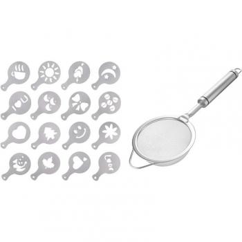 Colador de Malla de Acero Inoxidable y Plantillas para Decorar Café