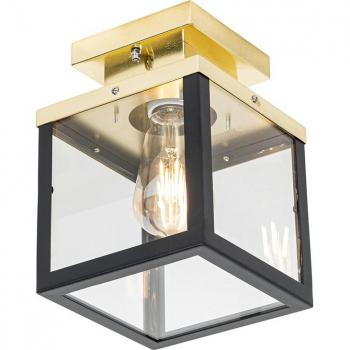 Lámpara de Techo Industrial QAZQA Negros con Detalle Dorado