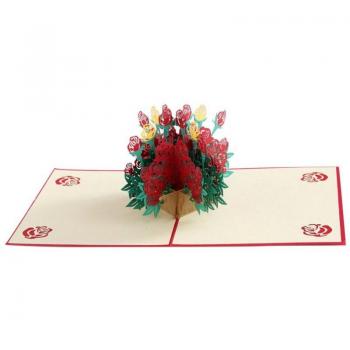 Tarjeta 3D Corazón y Rosa