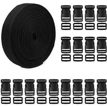 1 Yards Nylon Heavy Webbing Straps with 20 Sets of Flat Side Release Buckles