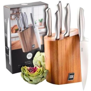 Hammered Stainless Steel 5‑Piece Knife Block – Auckland Edition (Taylor’s Eye Witness)