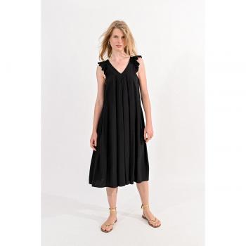Vestido midi de Molly Bracken con escote en V y volantes
