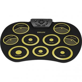 Batterie enroulable en silicone, 9 coussinets, équipement portable avec pédales et baguettes