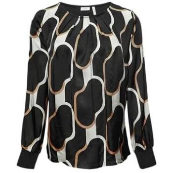 S.Oliver BLACK LABEL Langarmshirt Damen mit grafischem Muster und Raff-Details