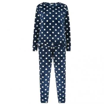 Yumi Navy Spot Fleece Pajama Collection – 14 UK
