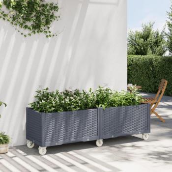 Jardinière à roulettes en plastique bleu gris 160x50x54 cm