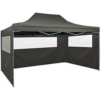 VidaXL's Foldable Tent in Anthracite with 3 Walls, measuring 3x4.5 m
