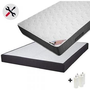 Ensemble de literie avec matelas 140x190 cm et sommier tapissier 2x20 lattes