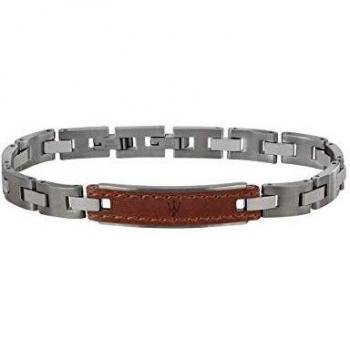 Bracciale Maserati da uomo in acciaio e cuoio