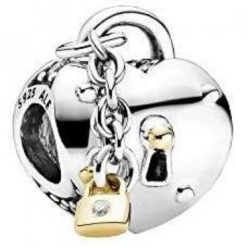 Charm en Pandora Shine Corazón y Candado en dos tonos 799160C01