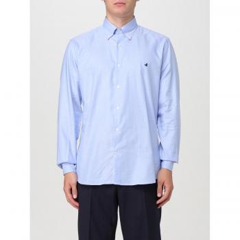 Brooksfield Celeste Popeline Camicia 42 con logo ricamato