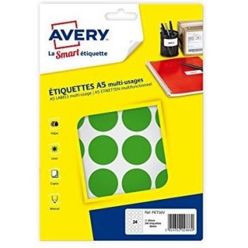 Sachet de 240 pastilles rondes vertes de 30 mm de diamètre imprimables