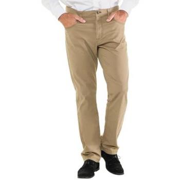 Jeans normali per uomo, cinque tasche, cintura elastica, colore marrone, cotone, taglia 64C