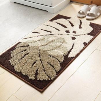 Absorbent Leaf Pattern Bathroom Rug
