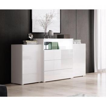 Commode Bratex Urban 150 cm – tiroirs LED, couleur blanc