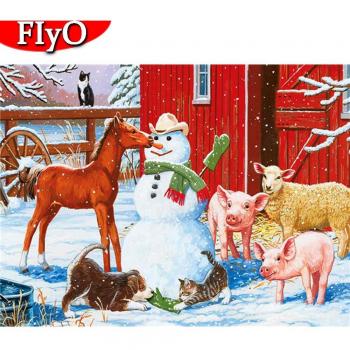 Diamantmalerei Set Pferd Vollplatz Winterdekoration 20X30CM