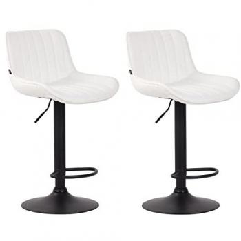 Tabourets de bar lentini – Lot de 2 – Couleur blanche et noire – Design trompette – Matériau simili cuir