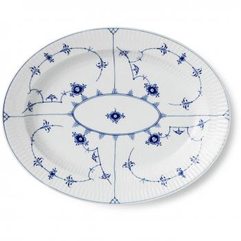 Elegant Blue Fluted Oval Dish 30cm by Royal Copenhagen
