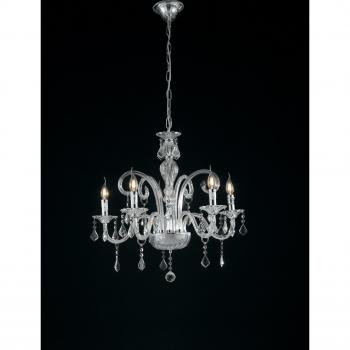 Lustre 5 lumières en cristal et chrome