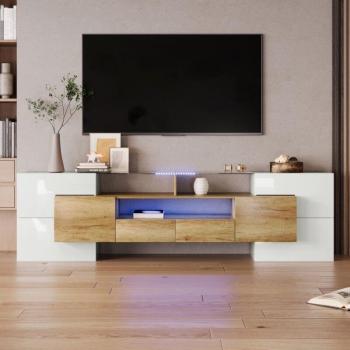 MODFU Meuble TV avec Tiroirs et Éclairage 200 cm