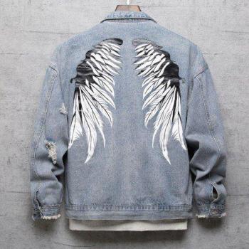 Veste en jean à imprimé ailes pour look cowboy