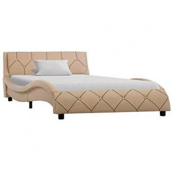 Letto matrimoniale cappuccino in pelle sintetica 90x200 cm