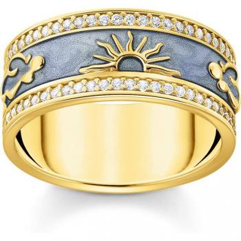 Thomas Sabo Damenring TR2450-565-1-58 Gold mit weißen Zirkonia und blauer Emaille