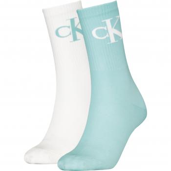 Calvin Klein Jeans Socke für Damen – 2er-Set, Hellblau, 35–38 – mit CKJ Monogram Stickerei