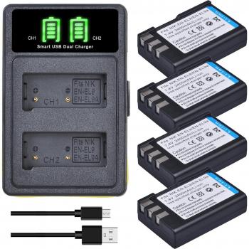Nikon EN‑EL9/EN‑EL9A 2400 mAh Dual‑Charge‑Pack + LED Typ C Ladegerät – D40, D40X, D60, d3000, D5000