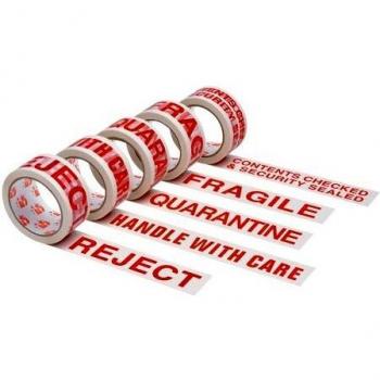 Quarantine Polypropylene Printed Tape by 5 Star Office (48mmx66m, Red on White)