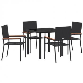 Rattan Lounge Collection – 5‑Piece Outdoor Dining (Black)