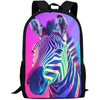 Mochila Escolar 5 en Estampado Animal con Tono Púrpura