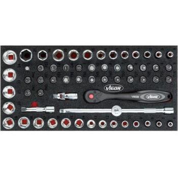 VIGOR Innenvierkant Antrieb 10 mm (3/8 Zoll) Steckschlüsseleinsatz Außensechskant-Profil V2268N