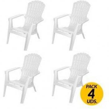 Set de 4 Sillas de Jardín Relax Apilables 78x55x59 cm