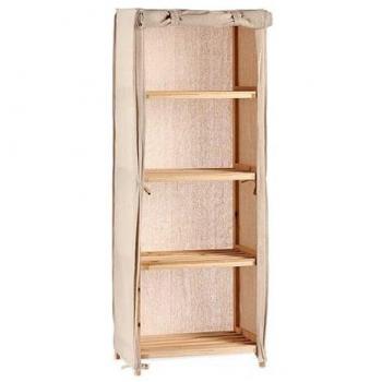 Beigene Holzregale mit Stoffüberzug – 30 × 113 × 42 cm