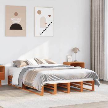 VidaXL King Size Bed Frame Wax Brown 150x200 cm Solid Pine